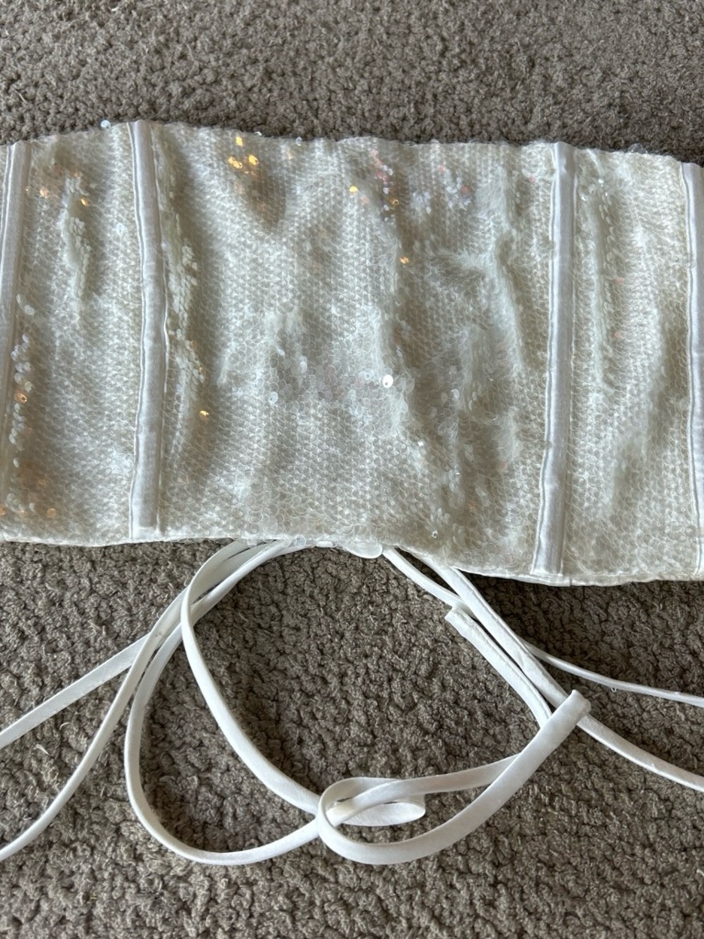 Forever 21 White Sequin Strapless Crop Top